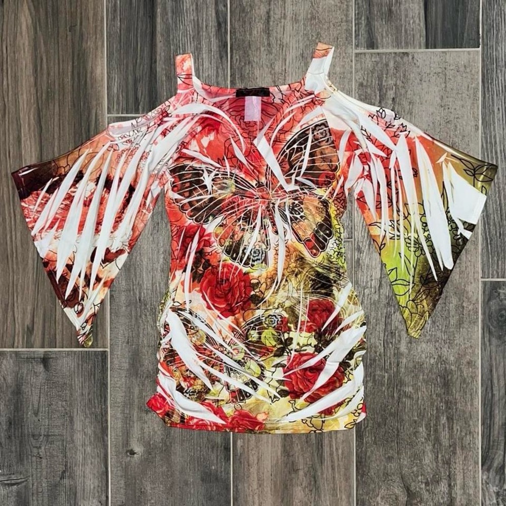 Lipstick Y2K Flared Sleeve Body-Con Blouse